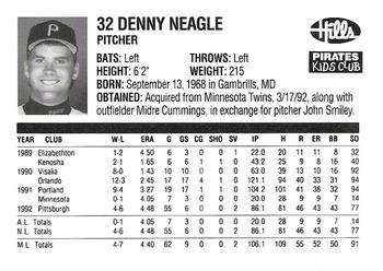 1993 Hills Pittsburgh Pirates Kids Club #NNO Denny Neagle Back