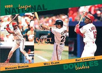 1993 Score - Select Stat Leaders #17 Mariano Duncan / Will Clark / Ray Lankford Front