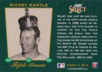 1993 Select - Triple Crown #1 Mickey Mantle Back
