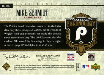 2006 SP Legendary Cuts - Baseball Chronology #BC-MS Mike Schmidt Back
