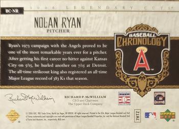 2006 SP Legendary Cuts - Baseball Chronology #BC-NR Nolan Ryan Back