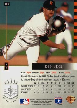 1993 SP #109 Rod Beck Back