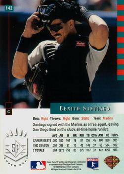 1993 SP #142 Benito Santiago Back