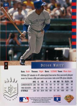 1993 SP #54 Devon White Back