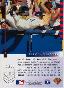 1993 SP #99 Darryl Strawberry Back
