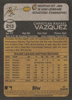 2022 Topps Heritage #213 Christian Vazquez Back