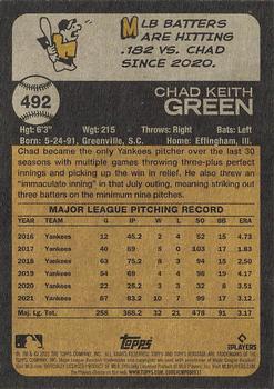 2022 Topps Heritage #492 Chad Green Back
