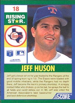 1991 Score 100 Rising Stars #18 Jeff Huson Back