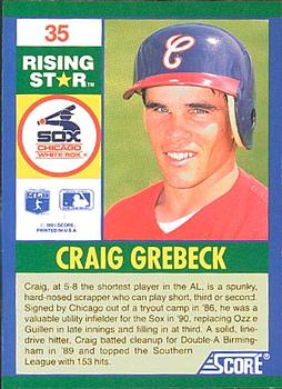 1991 Score 100 Rising Stars #35 Craig Grebeck Back