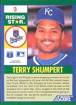 1991 Score 100 Rising Stars #3 Terry Shumpert Back