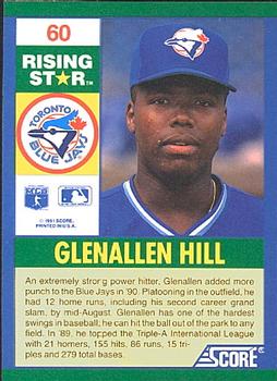 1991 Score 100 Rising Stars #60 Glenallen Hill Back