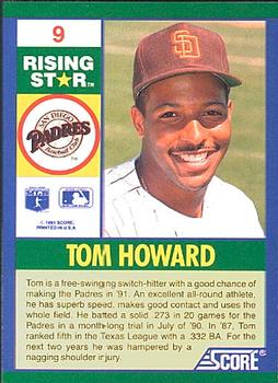 1991 Score 100 Rising Stars #9 Tom Howard Back
