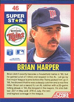 1991 Score 100 Superstars #46 Brian Harper Back