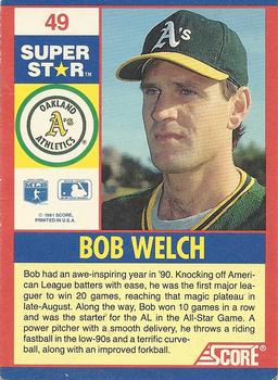 1991 Score 100 Superstars #49 Bob Welch Back
