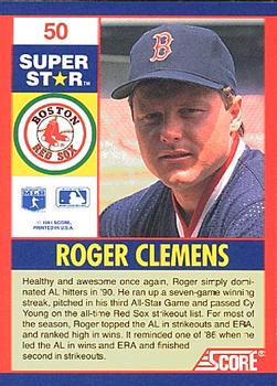 1991 Score 100 Superstars #50 Roger Clemens Back