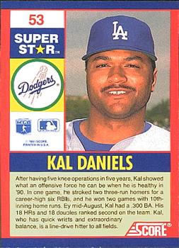 1991 Score 100 Superstars #53 Kal Daniels Back