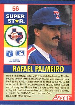 1991 Score 100 Superstars #56 Rafael Palmeiro Back