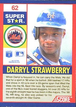 1991 Score 100 Superstars #62 Darryl Strawberry Back