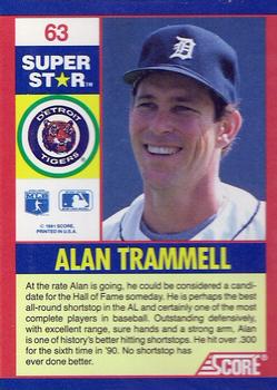 1991 Score 100 Superstars #63 Alan Trammell Back