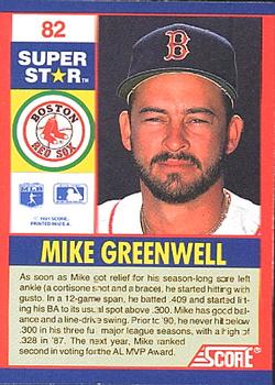 1991 Score 100 Superstars #82 Mike Greenwell Back