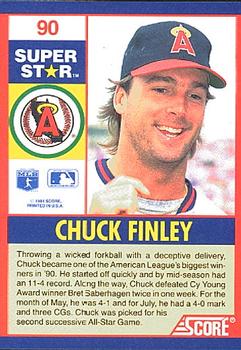 1991 Score 100 Superstars #90 Chuck Finley Back