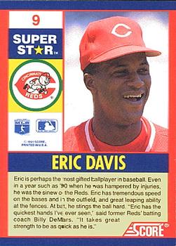 1991 Score 100 Superstars #9 Eric Davis Back