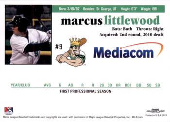 2011 Grandstand Clinton LumberKings #NNO Marcus Littlewood Back