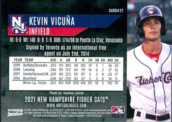 2021 Choice New Hampshire Fisher Cats #27 Kevin Vicuna Back
