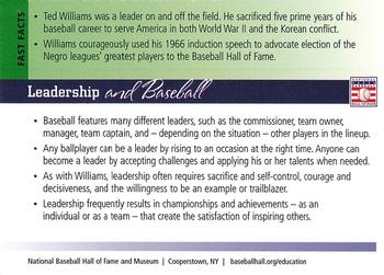 2005 National Baseball Hall of Fame and Museum Education Program #NNO Leadership (Ted Williams) Back