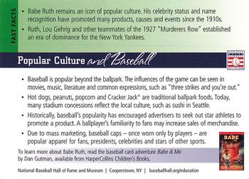 2005 National Baseball Hall of Fame and Museum Education Program #NNO Popular Culture (Babe Ruth) Back