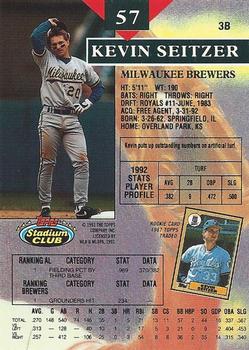 1993 Stadium Club #57 Kevin Seitzer Back
