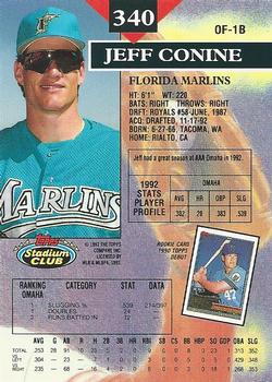 1993 Stadium Club #340 Jeff Conine Back