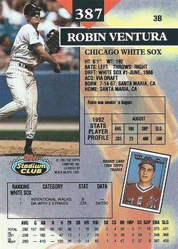 1993 Stadium Club #387 Robin Ventura Back