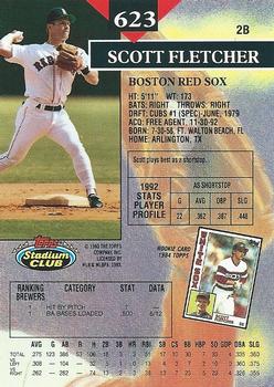 1993 Stadium Club #623 Scott Fletcher Back