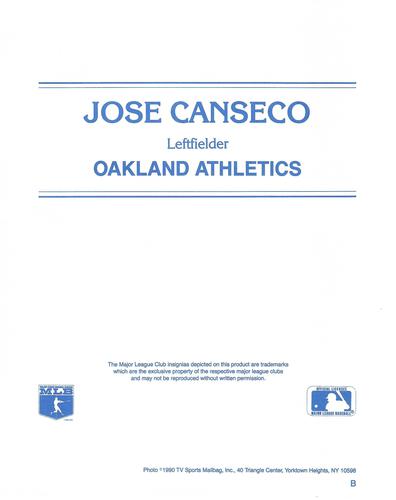 1990 TV Sports Mailbag #B Jose Canseco Back