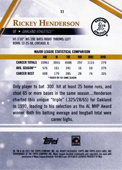 2021 Topps Gold Label - Class 3 #11 Rickey Henderson Back