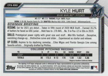2021 Bowman Chrome - Prospect Autographs #CPA-KHU Kyle Hurt Back