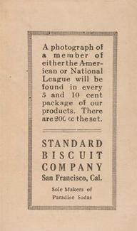 1917 Standard Biscuit #155 Hank Severeid Back