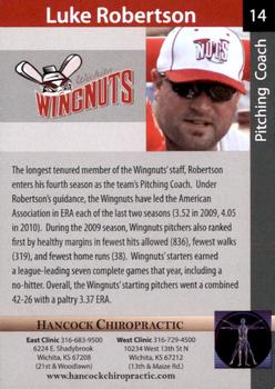 2011 Wichita Wingnuts #NNO Luke Robertson Back
