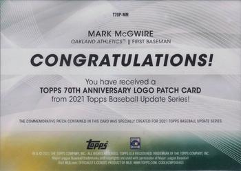 2021 Topps Update - 70th Anniversary Manufactured Logo Patch Autographs #T70P-MM Mark McGwire Back