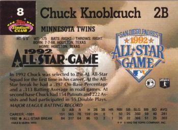 1993 Stadium Club Murphy #8 Chuck Knoblauch Back