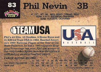 1993 Stadium Club Murphy #83 Phil Nevin Back