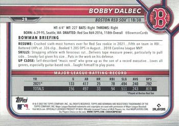 2022 Bowman #29 Bobby Dalbec Back