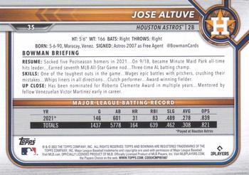 2022 Bowman #35 Jose Altuve Back
