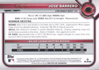 2022 Bowman #74 Jose Barrero Back