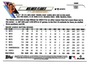2021 Topps Chrome Sapphire Edition #191 Wilmer Flores Back