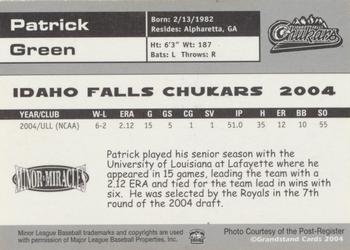 2004 Grandstand Idaho Falls Chukars #NNO Patrick Green Back