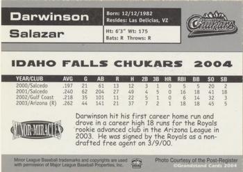 2004 Grandstand Idaho Falls Chukars #NNO Darwinson Salazar Back