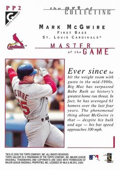 2000 Topps Gallery - Pre-Production Samples #PP2 Mark McGwire Back