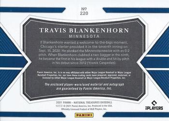 2021 Panini National Treasures - Rookie Material Signatures Gold #220 Travis Blankenhorn Back